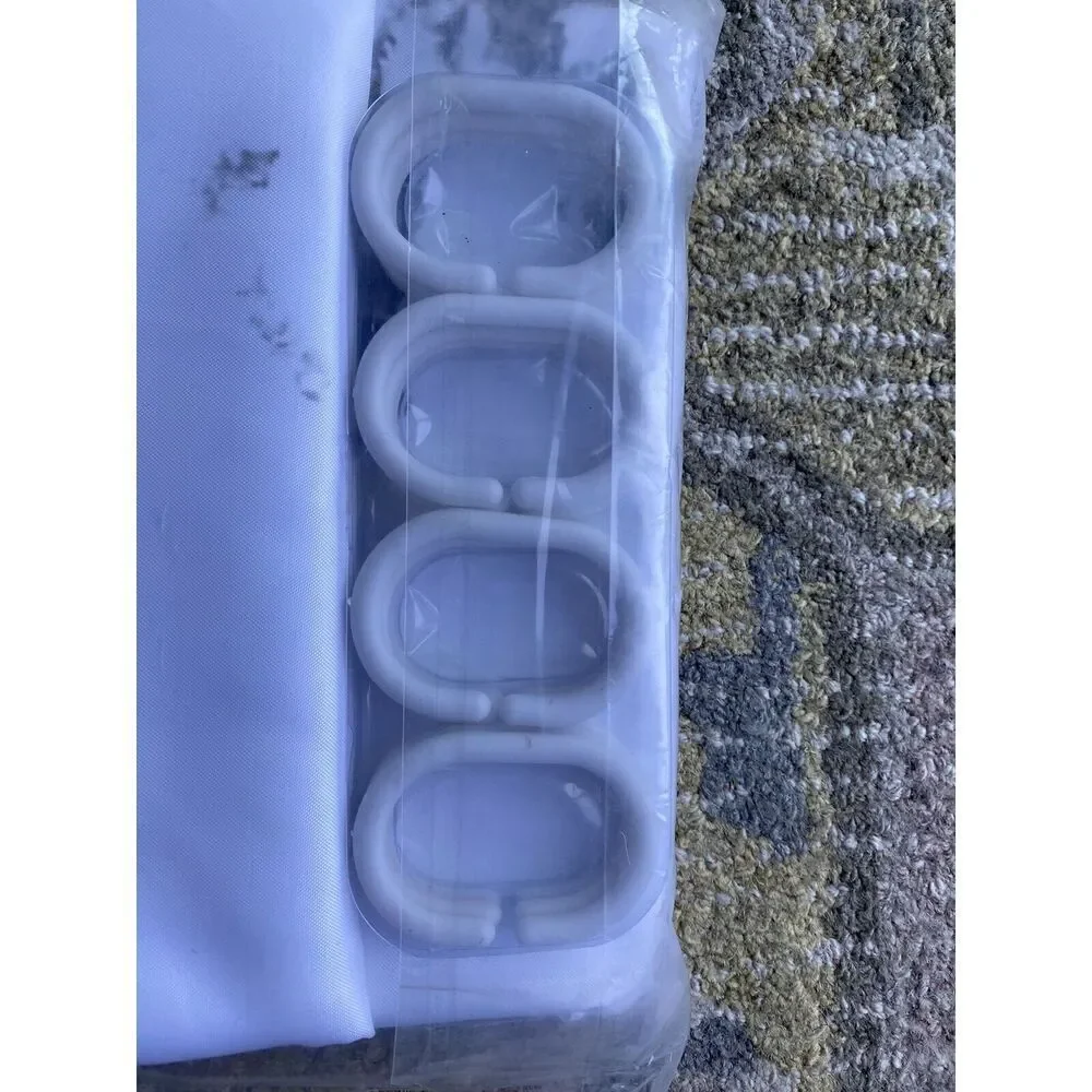 Yostev Marble Accent Shower Curtain With Rings